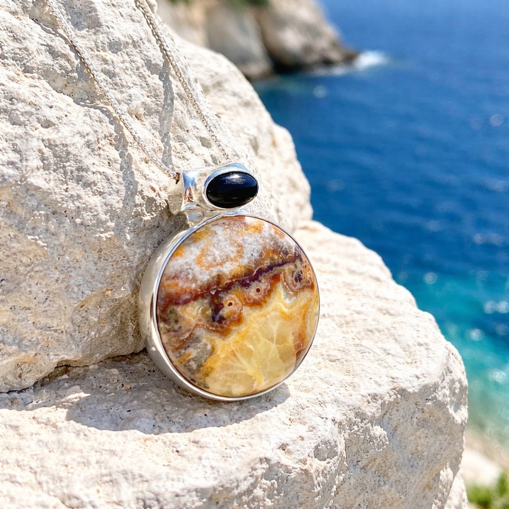 Petrified Wood & Onyx Necklace